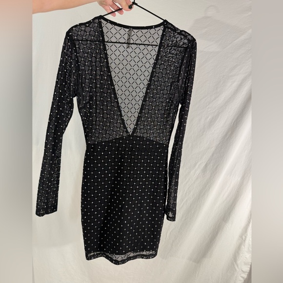 Lucy In the Sky Sheer Glam Diamond Print‎ Layering Bodycon Mini Dress SMALL - Picture 7 of 7